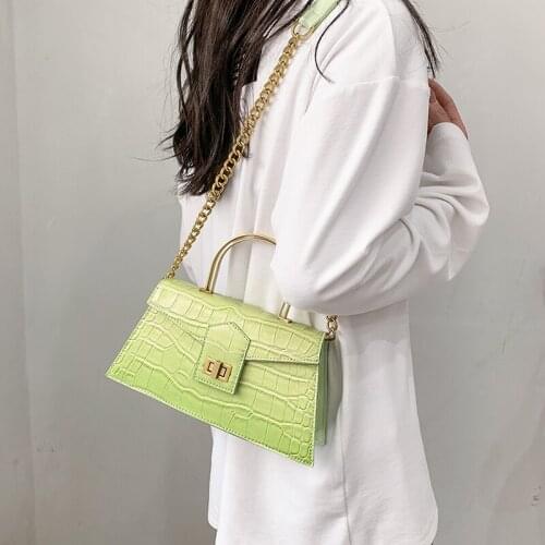 Trapezoid Design Stone Pattern PU Leather Crossbody Bags 2021 Summer Luxury Brand Simple Fashion Shoulder Handbags and Purses