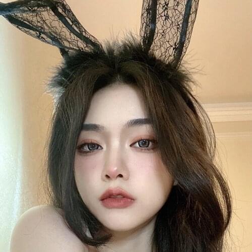 Japanese Cute Lolita Mask Cosplay Exotic Accessories Sweet Short Rabbit Ear Veil Hairband Headwear Sex Toys for Women Neko ears