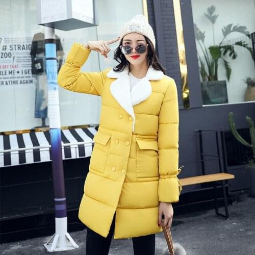 Women Fashion 2020 Lamb Wool Parkas Winter Coat Female Slim Cotton Down Jackets Casula Parka Mujer Casaco Inverno WXF205