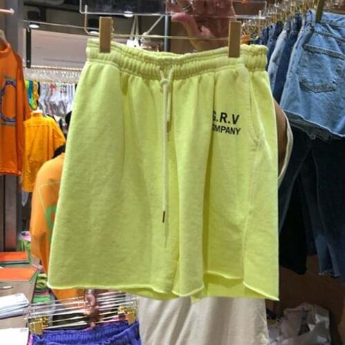 2020 Summer Letter Print Women Pants Loose Casual Lace Up Elastic Waist Bottoms Loose Student Straight Wide Leg Female