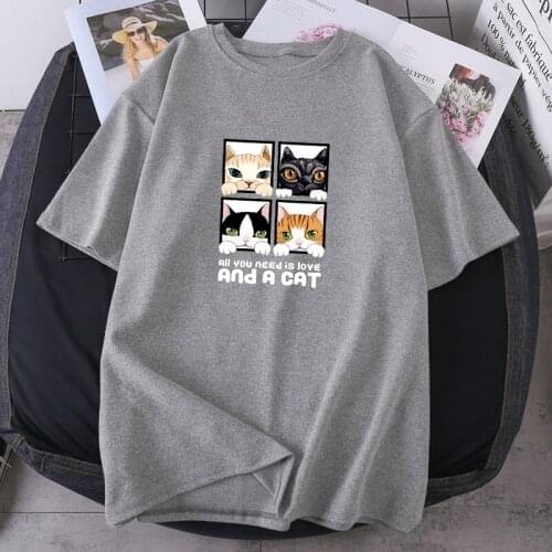 Four Cats Woman T-shirts Fashion Summer Tops Female Leisure Short SLeeve Lady Clothing 2021 New Arrival Tees Harajuku Camisetas