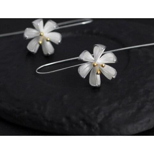 Trendy Irregular Geometric Long Lotus Flower Stud Earrings For Women Korean Earrings Vintage Brincos Gifts Jewelry High Quality