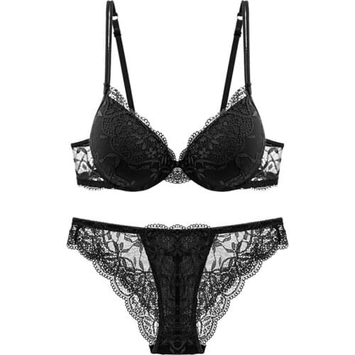 Varsmiss Women Sexy Deep V Lingerie Lace Gather Adjustable Floral Bra