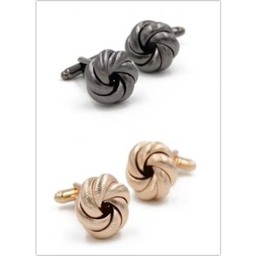 10pairs/lot Classic Twist Flower Cufflinks Gunblack/Rose Gold Color Cuff Links Wedding/Business Gift Cuff Button Mens Jewelry