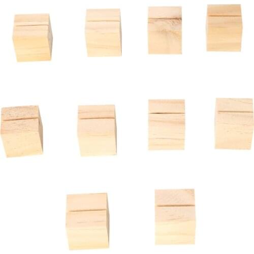 10pcs Natural Wood Numbers Photo Display Stand Business Card Holder Message Name Memo Clips Office Desk Organizer Dinner