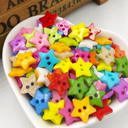 100Pcs 12*12mm 2 Holes Mixed Striped Stars Buttons Filatback Sewing Accessories Cabochon Scrapbooking Buttons PT09