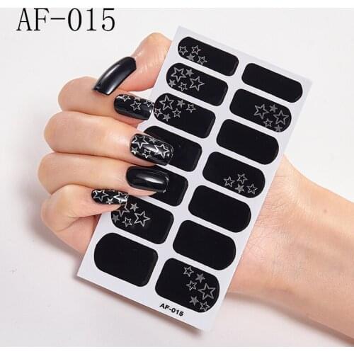 14tips/sheet Fashion Color Nail Sticker French Full Nail Wraps Nail Polish Sticker Lattice Elements Art Predesigned Drop Ship