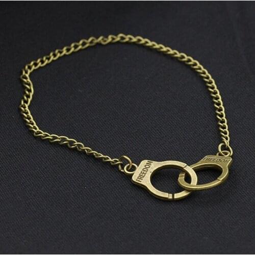 30 piece/lot Bronze Antique Silver Plated Handcuffs Pendants Bracelets Women Cuff Bangles Link Chain Wristband Necklace Jewelry