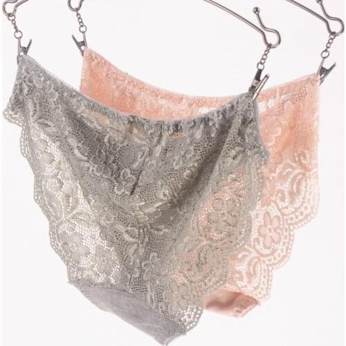 5PCS High Quality Womens Cotton Briefs Lace Panties Plus Size Transparent Underwear Ladies Intimates Sexy XL 2XL 3XL New