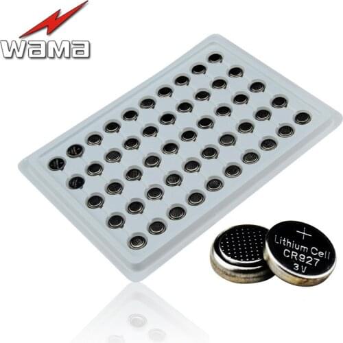 50pcs/Pack WAMA CR927 3V 30mAh Coin Lithium TV Lamps Chest Button Electronic Point Reading Pen Battery