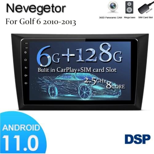 For Volkswagen Golf 6 2010 - 2013 Car Radio Multimedia Video Player Navigation GPS Android 11 No 2din 2 din dvd