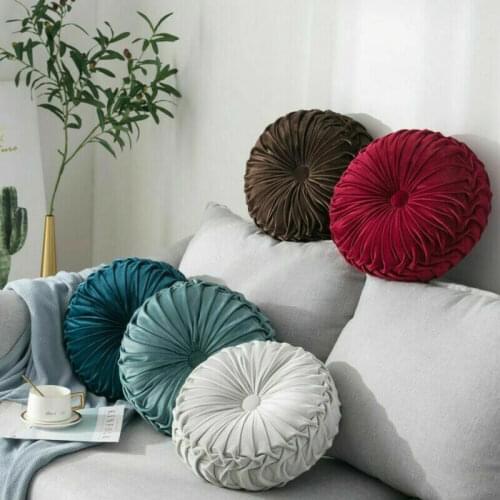 Velvet Pleated Round Pumpkin Pillow Couch Cushion Floor Pillow Decor for Home Textile