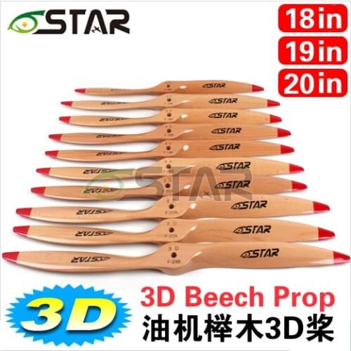Free Shipping 18 19 20 inch rc gasoline 3D wooden propeller wooden beech props dynamic balance gasoline rc aircraft propellers