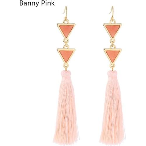 Bohemia long Tassel Dangle Earrings For Women Ethnic Alloy Triangle Statement Pendant Drop Earrings Fashion Jewelry Pendientes