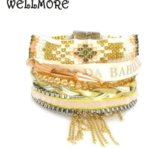 Beads bracelet crystal charm bracelets & bangles boho Multi Layer Bracelet Brazilian Bracelets for women have S/M/LSize B1636