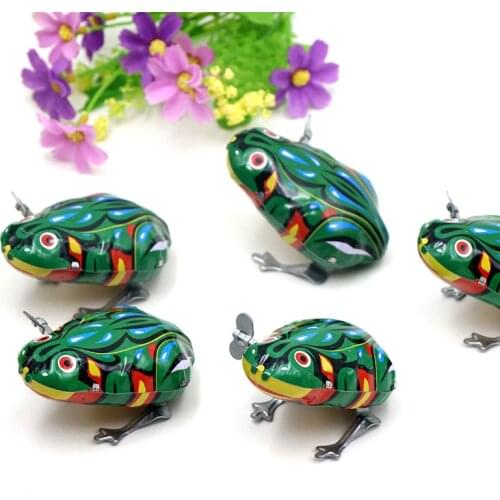 Children Classic Tin Wind Up Clockwork Toys Jumping Frog Vintage Toy For Kid Boys Educational