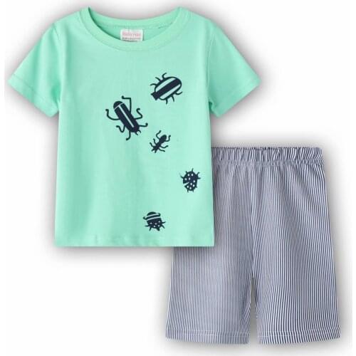 Kids Pyjamas 2021 Summer Children Cute Pajamas Cotton Sleepwear Girls Loungewear Night Suit Boy Tops + Pant Pijama Infantil