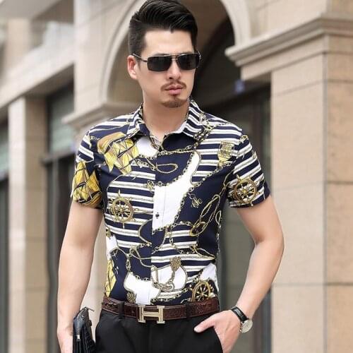 QUANBO Brand Clothing Plus size M-5XL 6XL 7XL Mens Floral Shirt New Summer Casual Shirts Mens Short Sleeve Print Shirt Camisa