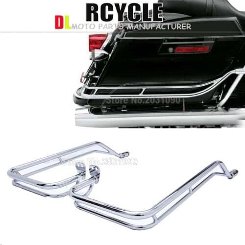 High Quality Chrome Motorcycle Twin Saddle Saddlebag Guard Rail Bar Protector for Harley Touring 2009-2013