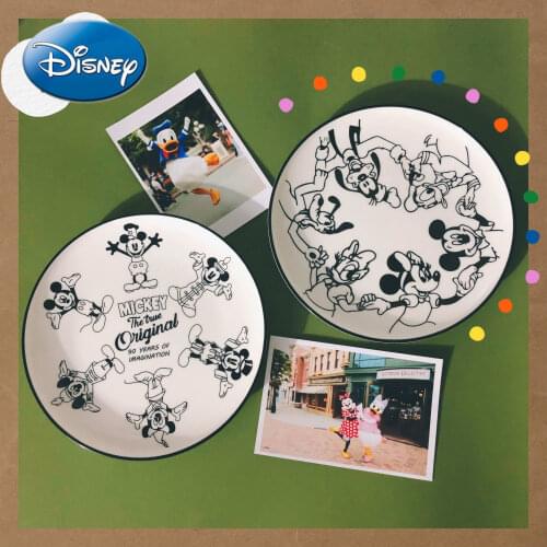 Disney Mickey Ceramic Plate Tableware Family Set Girl Heart Cute Dressing Dim Sum Cake Plate Birthday Gift