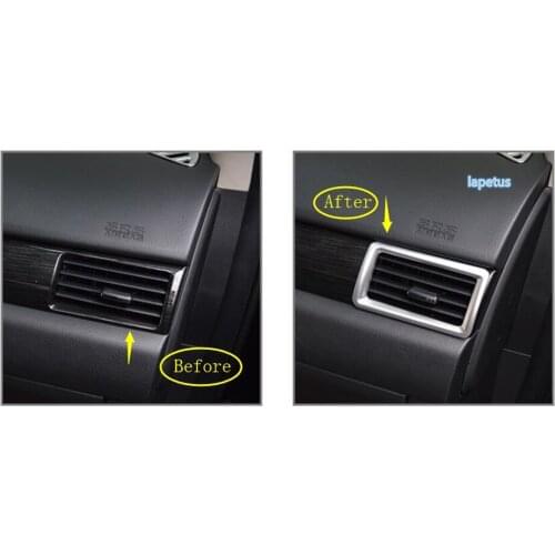 Lapetus Matte / Wood Grain Look Interior Fit For Mitsubishi Outlander 2014 - 2019 Dashboard Air AC Vent Frame Cover Trim
