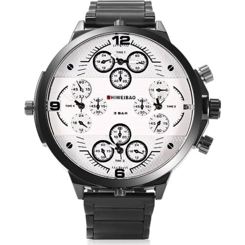 2019 SHIWEIBAO new men boys leather strap four movement date fashion quartz wristwatches boys personality water resistant watch