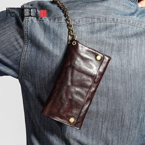 AETOO Retro mens long wallet, youth trend ultra-thin multi-card pocket wallet, leather personalized leather mens clutch
