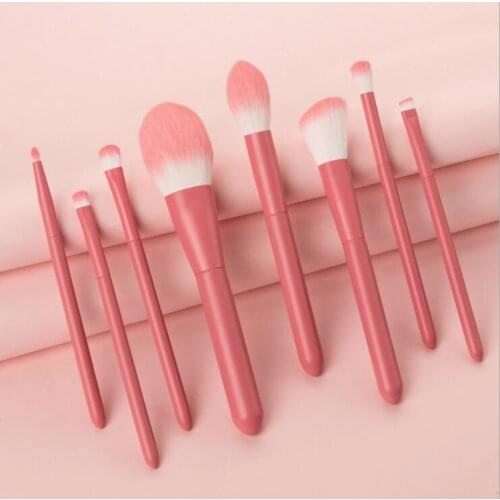 Colourful 8pcs makeup brushes set makeup tools wooden handle Brush