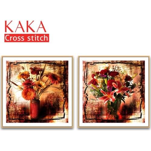 Cross stitch kits,Embroidery needlework sets with printed pattern,11CT-canvas for Home Decor Painting,Flowers Full NCKF118