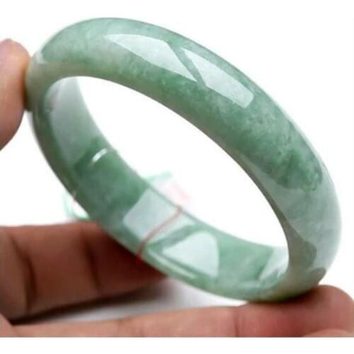 Jadéite birmane naturelle 54-62mm bracelet vert clair élégant bijoux de princesse pour maman pour petite amie