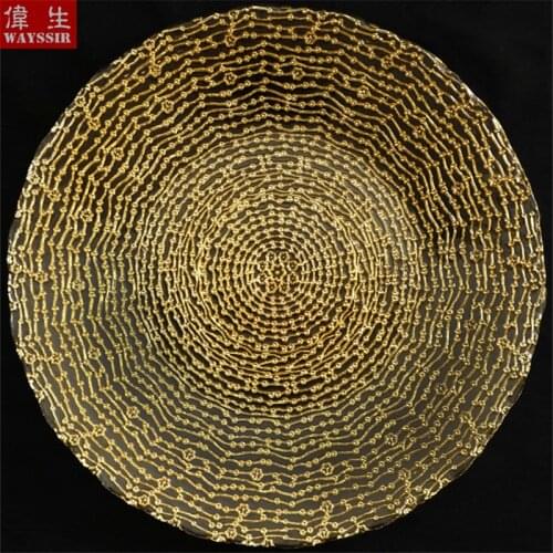 Nordic Necklace Design Glass Charger Plate Show Tray Decorative Salad Fruit Steak Wedding Dinner Main Plate Round Dish Tableware