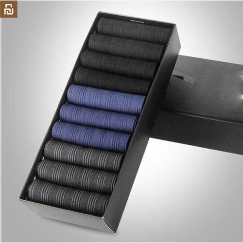 New youpin 10 pairs/box socks mens summer ultra-thin business mens socks solid color Middle length stockings breathable