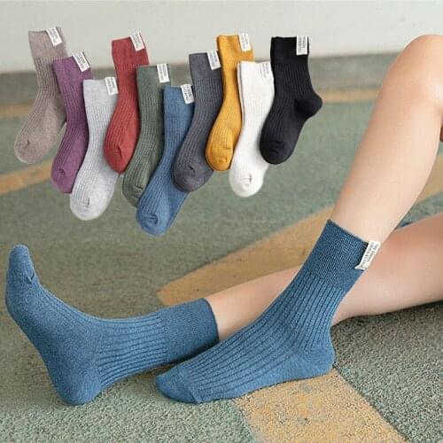 1 Pair Spring Autumn Women Casual Fashion Socks Cotton Soft Comfortable Solid Color Simplicity Style Long Socks New Loose Socks