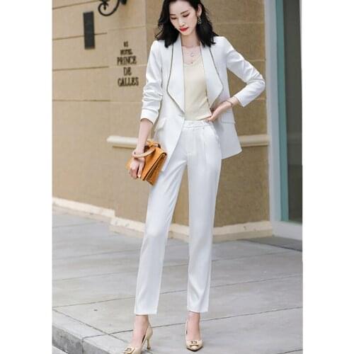 2021 new autumn high-end womens suit, western style, fashion business wear, temperament goddess fan two-piece suit