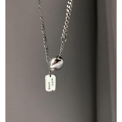 925 Sterling Silver Square Letter LUCK Bead Necklace Vintage Adjustable Pendant Thai Silver Necklace For Women Jewelry S-N616