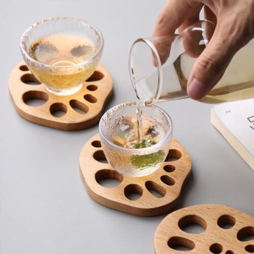 Japanese Style Creative Lotus Root Cup Mat Coaster Beech Wood Coaster Anti-scald Mat Mug Teacup Coffee Cup Insulation Mat