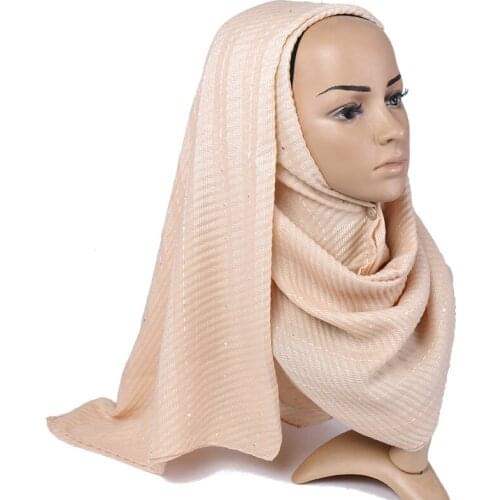 Plain paillette hijab scarf cotton wrinkle glitter scarf shawls muslim crinkle scarves headscarf wraps turbans scarves pashmina
