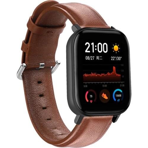 Watch Strap Leather For Amazfit GTS Watch Band Genuine Leather Band Bracelet For Huami Amazfit Bip Lite Youth GTR 42mm Bracelet