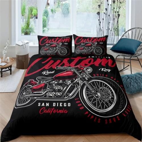Home Living Luxury 3D Motorcycle Bedding Set Comfortable Duvet Cover Set Kids Bedding Set Queen and King EU/US/AU/UK Size