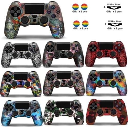 For Sony PS4 Controller Silicone Case Cover For PS4 Gamepads joystick with 2 thumbsticks Grips Cap
