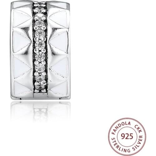 Sparkling Jagged Lines Clip Charms 925 Sterling Silver Stopper Beads Fit Original Pandora Bracelets Women DIY Jewelry Gift