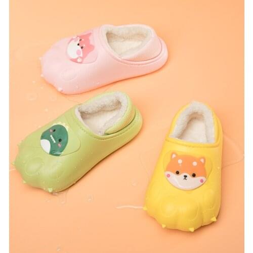 Boys Autumn Winter Slippers Girls Cute Cartoon Dinosaur Home Shoes Children Warm Fur Slipper Kids Unicorn Home Slippers