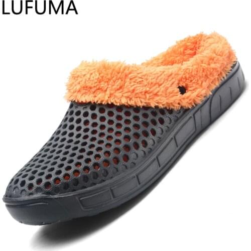 Men and Women Winter Slippers Fur Slippers Warm Fuzzy Plush Garden Clogs Mules Slippers Home Indoor Couple House Floor Slippers