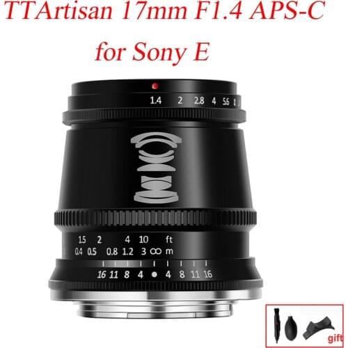 TTArtisan 17mm F1.4 APS-C Cameras Lens Manual Focus MF for Sony E Mount A6300 A6500 A6400 6000 NEX6 NEX7 NEX5R NEX5T A5000 A5100