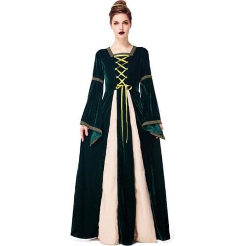 Umorden Fantasia Adult Women Renaissance Medieval Dress Gown Gothic Princess Queen Halloween Purim Party Costumes Plus Size