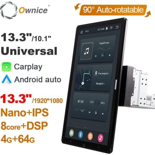 Ownice 13.3 inch Android Auto Rotatable 10.1 inch 1920*1080 IPS Nano Universal Car Truck Van Auto radio Multimedia Stereo Audio