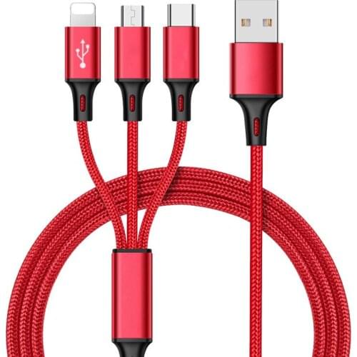 3 in 1 USB Cable For iPhone X 8 7 6 Charging Charger Micro USB Cable For Android USB Type c Type-c Mobile Phone Cables (1)