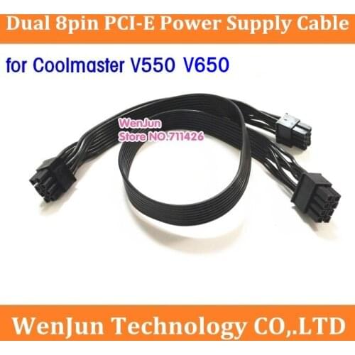 High Quality 18AWG Ribbon Cable Black Dual 8 Pin PCI-E Modular Power Supply Cable for Coolmaster V550 V650 Modular PSU