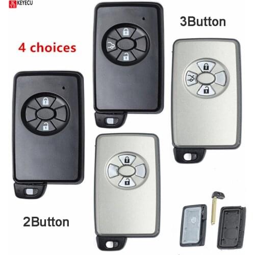 KEYECU for Toyota Replacement Smart Card Remote Car Key Shell Case Fob 2/3 Button With Uncut Blade Black/White Color Only Shell