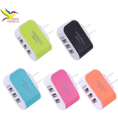 High Quality 3.1A Triple USB colorful EU Plug 5V 2A 3 USB Ports Wall Home Travel AC Charger Adapter for iPhone 2017 new 300 pcs